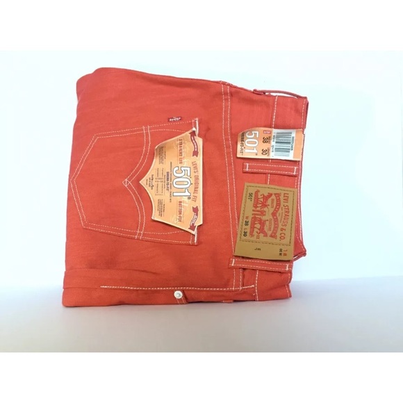NWT MENS LEVIS STRAUSS 501 DENIM ORANGE JEAN:38x30 - Picture 7 of 8